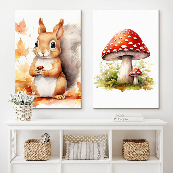 Squirrel holding a mushroom