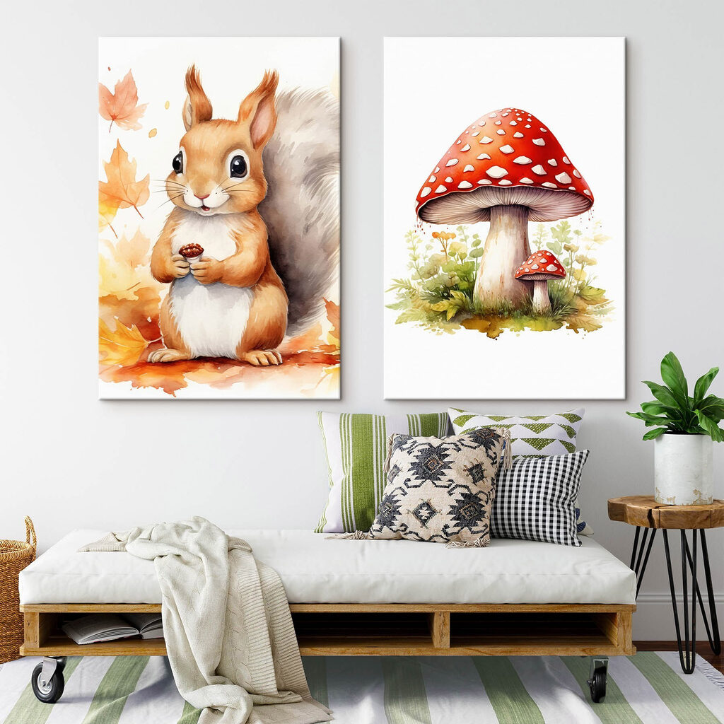 Squirrel holding a mushroom