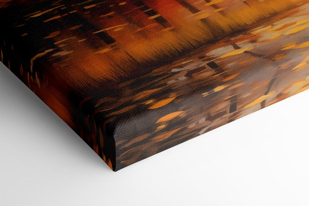 Painting of a lake and a sunset Painting of a lake and a sunset