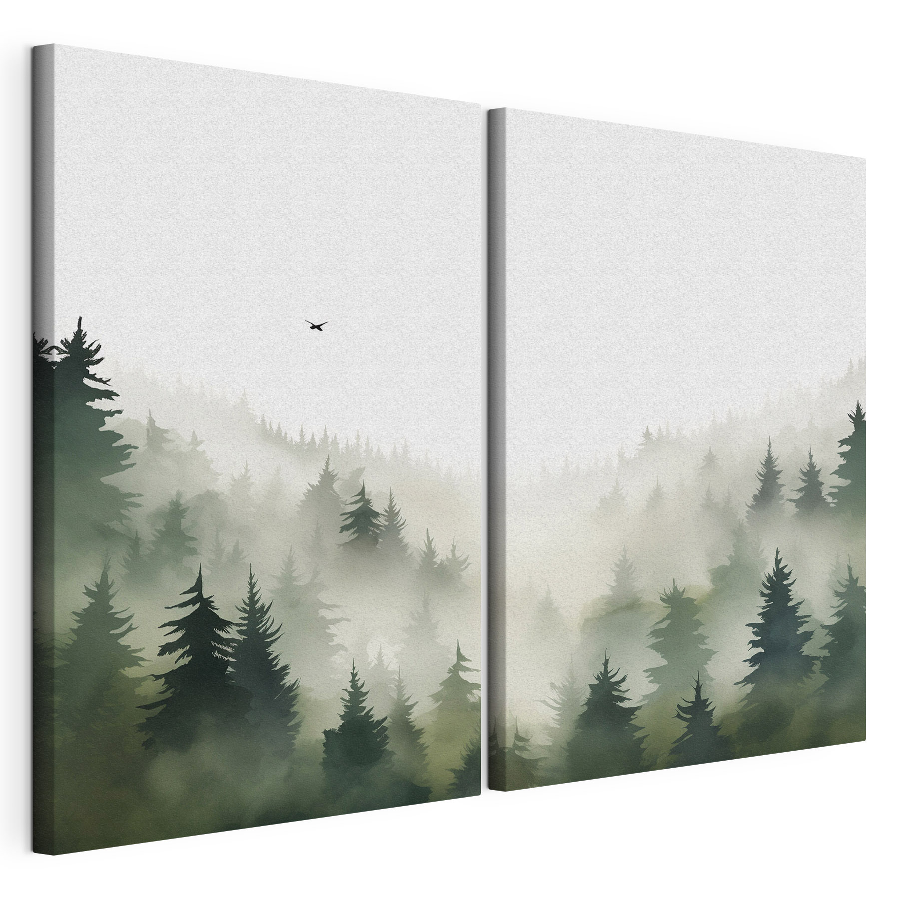 Bird flying over a forest