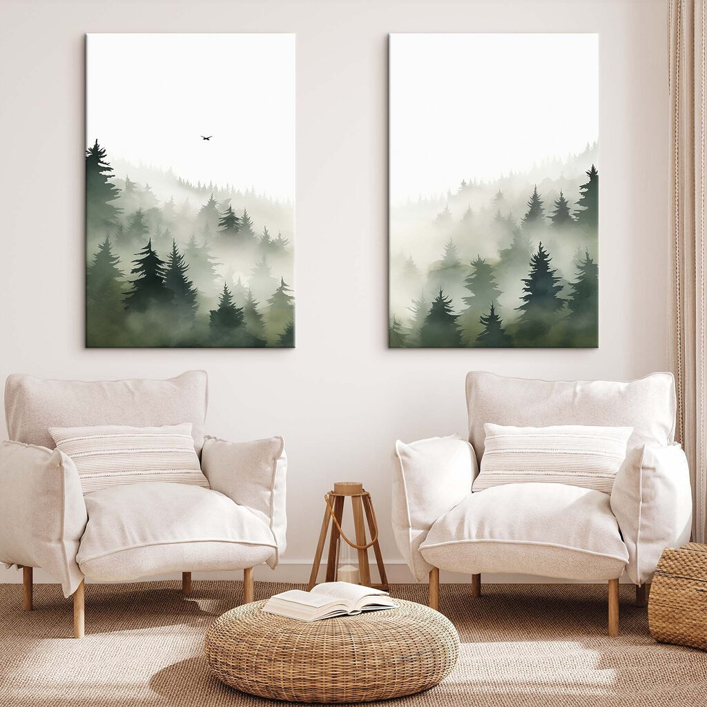 Bird flying over a forest
