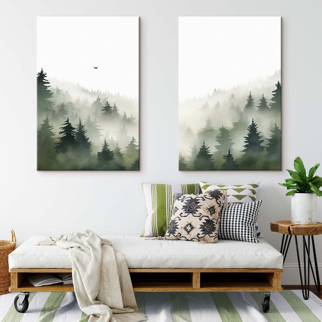 Bird flying over a forest