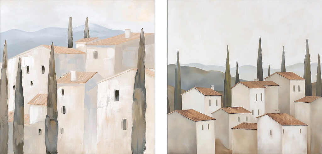 Painting of a village Painting of a village