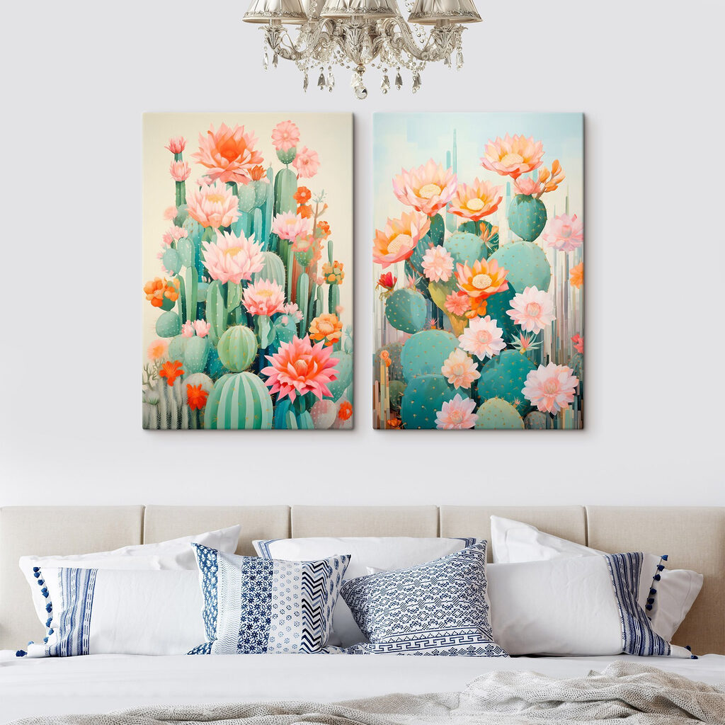 Painting of flowers and cactuses