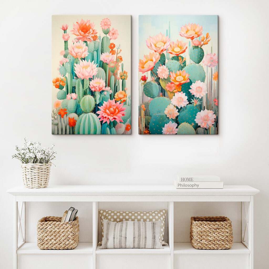 Painting of flowers and cactuses