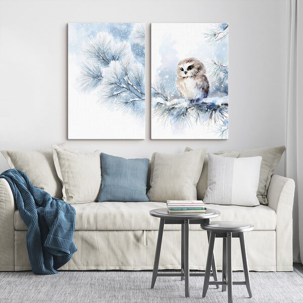 Painting of an owl on a branch Painting of an owl on a branch