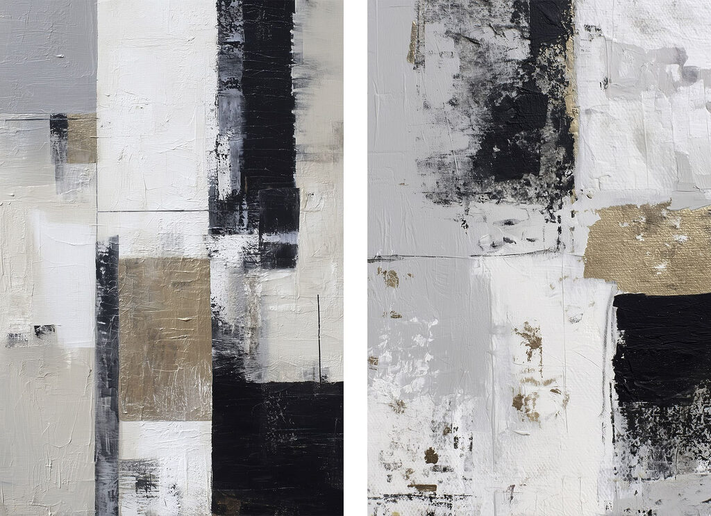 Painting of black and white squares Painting of black and white squares