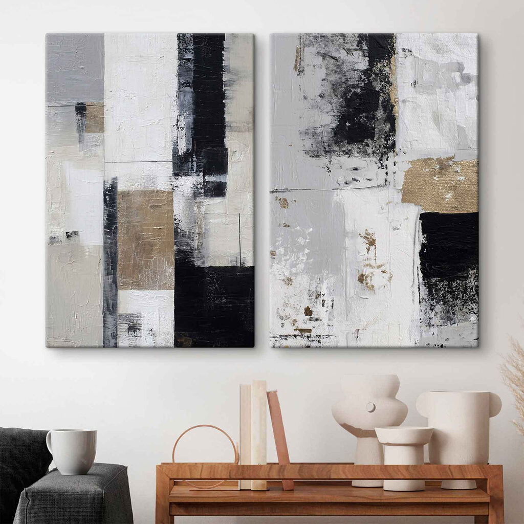 Painting of black and white squares Painting of black and white squares