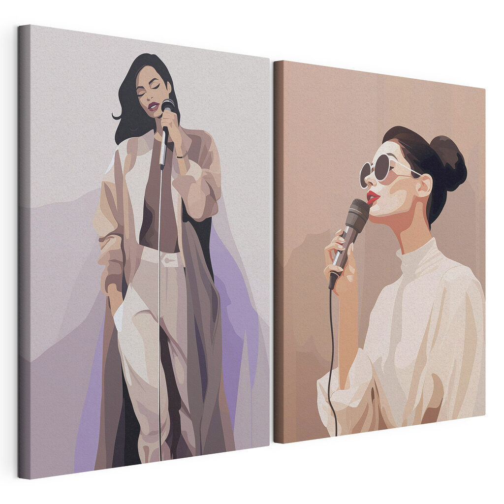 Woman singing into a microphone Woman singing into a microphone