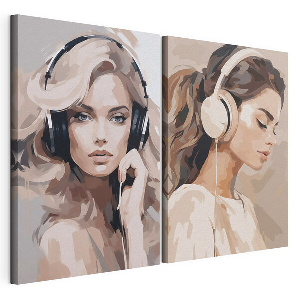 Woman wearing headphones Woman wearing headphones
