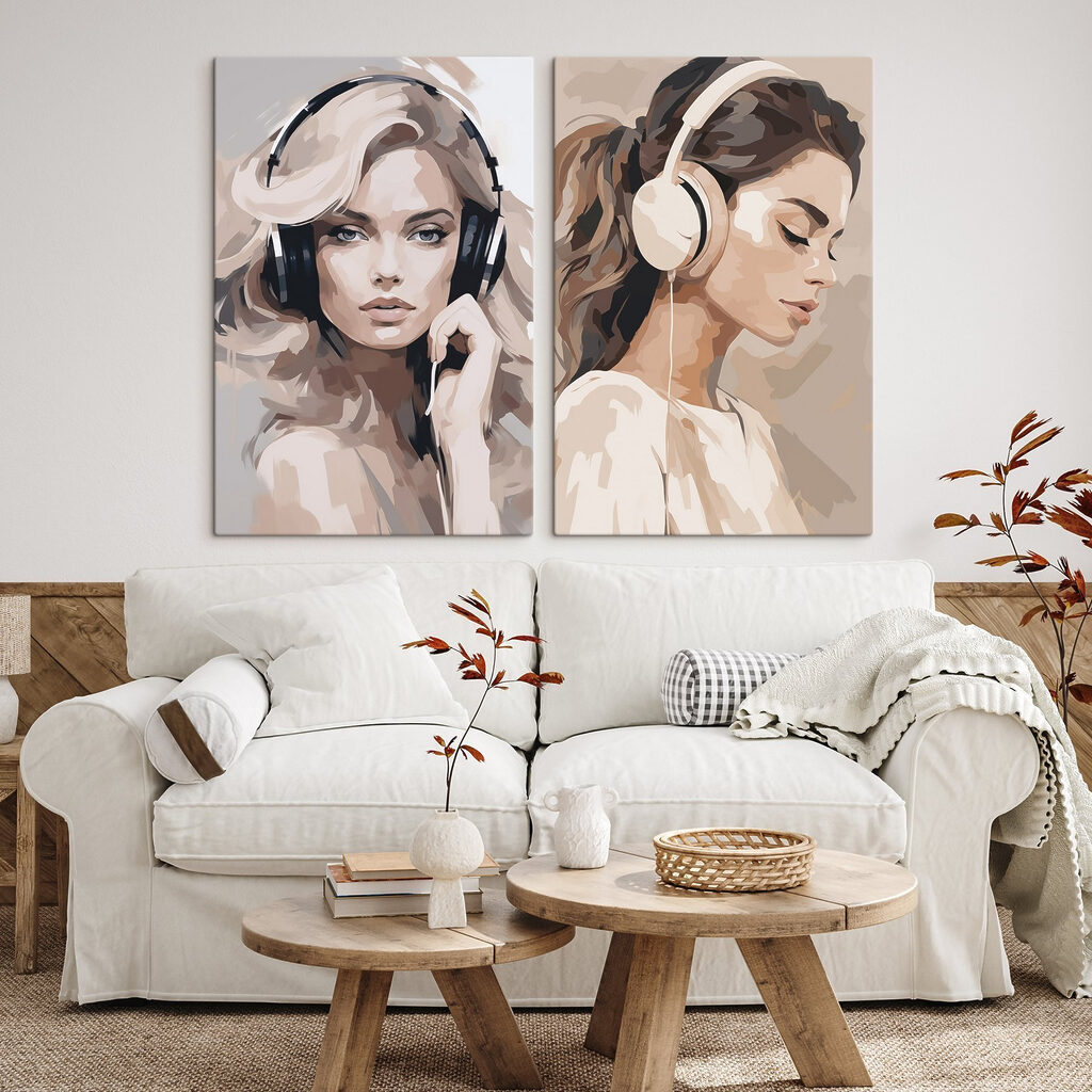 Woman wearing headphones Woman wearing headphones