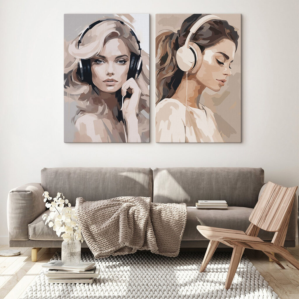 Woman wearing headphones Woman wearing headphones