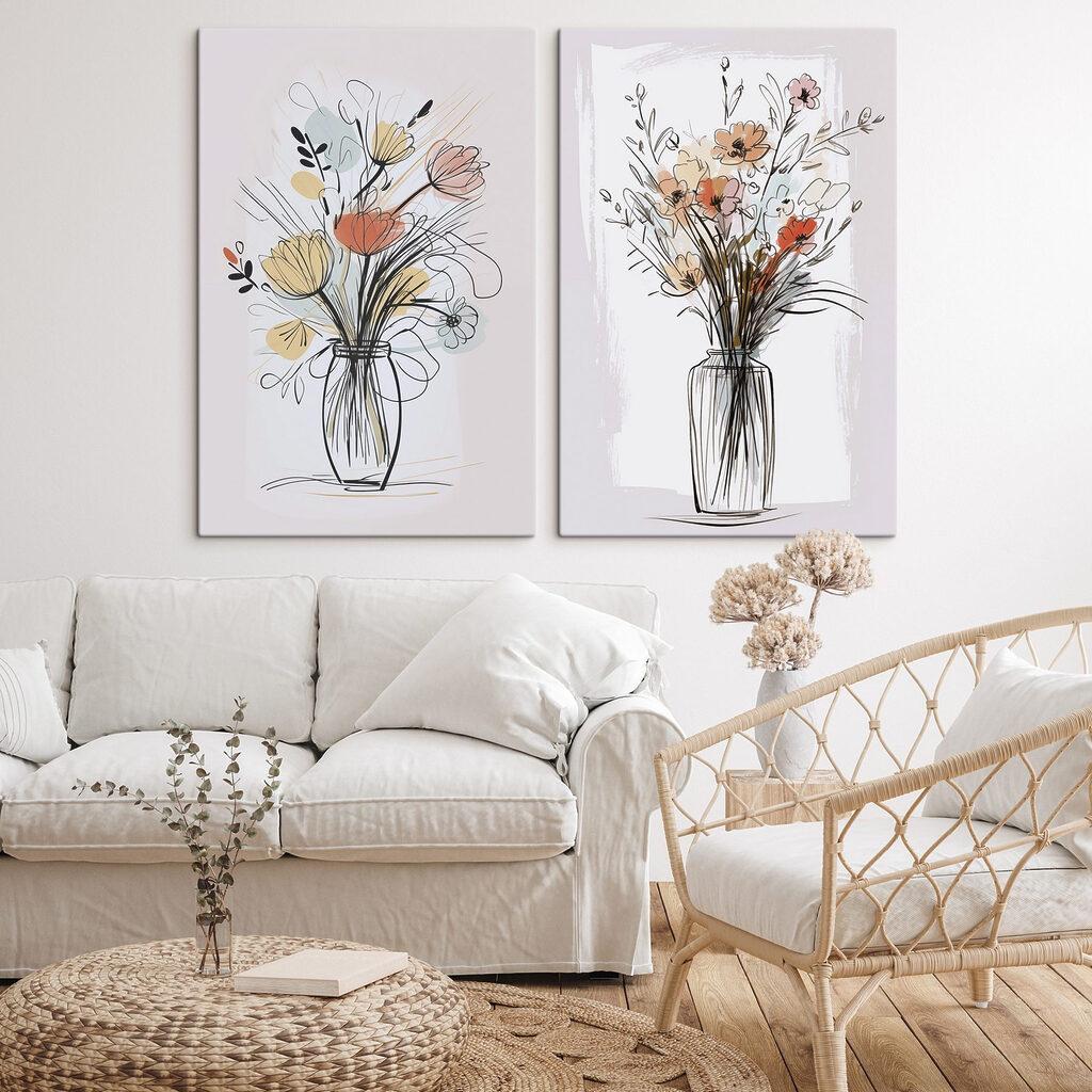 Painting of flowers in a vase Painting of flowers in a vase