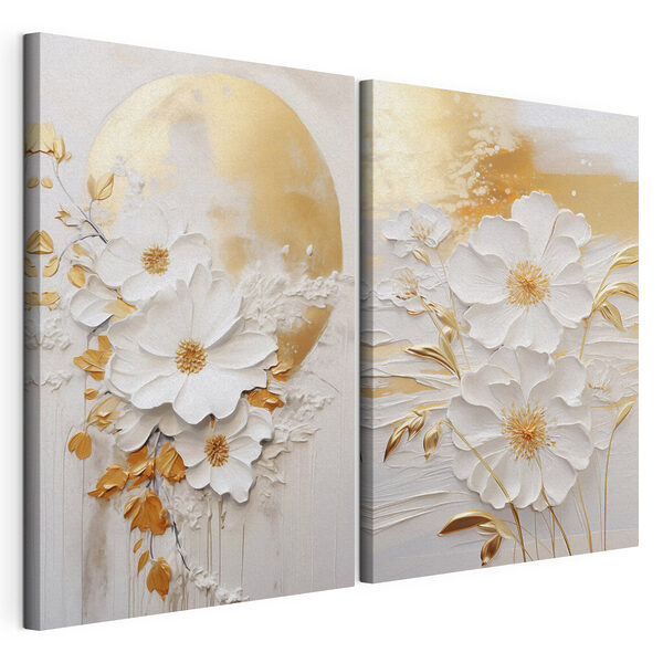 Painting of flowers and a moon