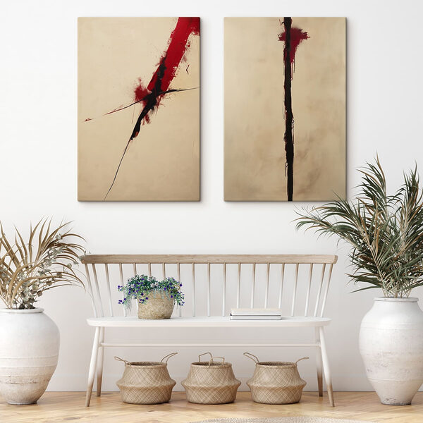 Painting of a red and black line Painting of a red and black line