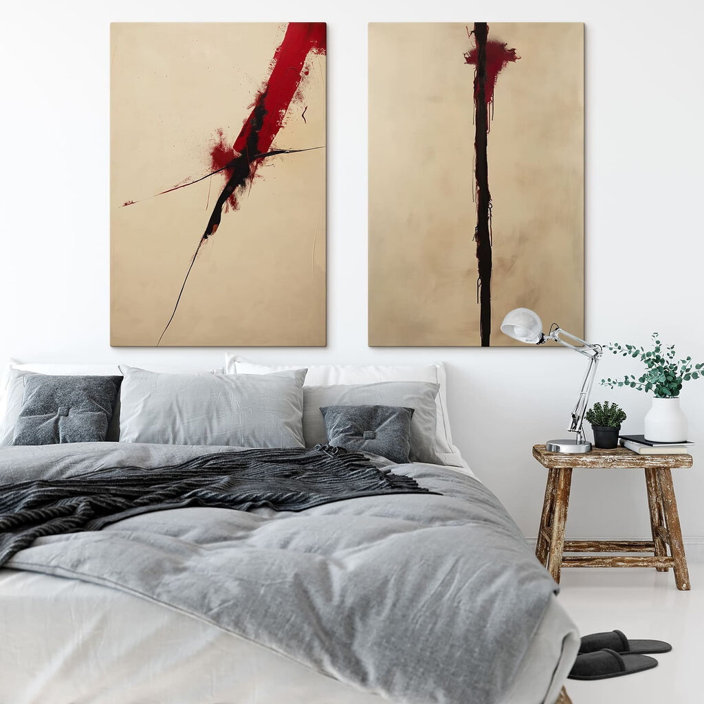 Painting of a red and black line Painting of a red and black line