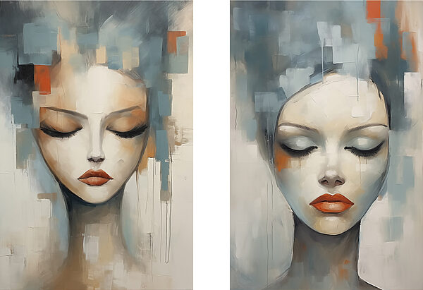 Painting of a woman's face Painting of a woman's face