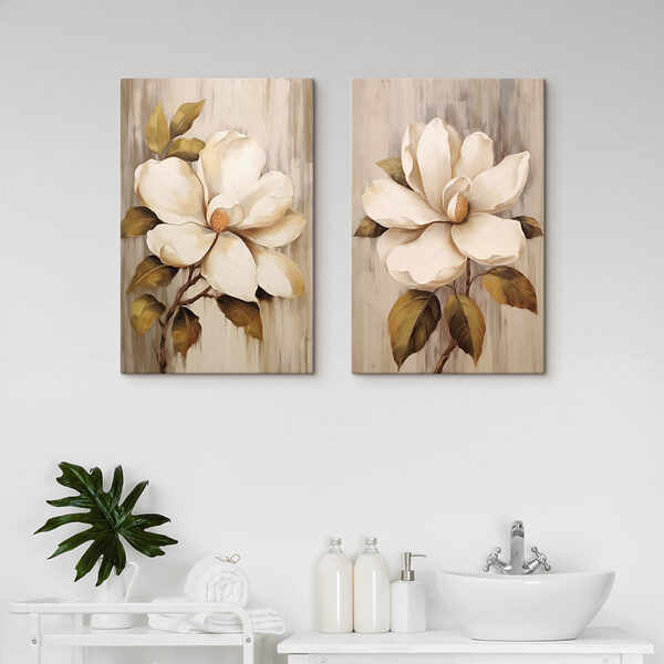Painting of flowers on a wood surface Painting of flowers on a wood surface