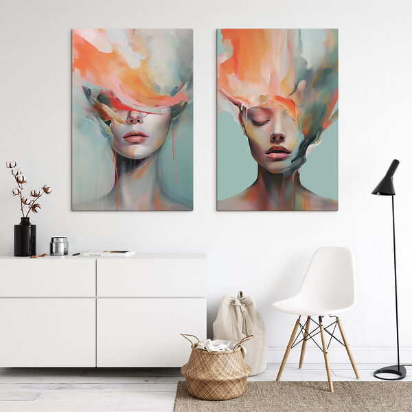 Collage of a woman's face and a painting Collage of a woman's face and a painting
