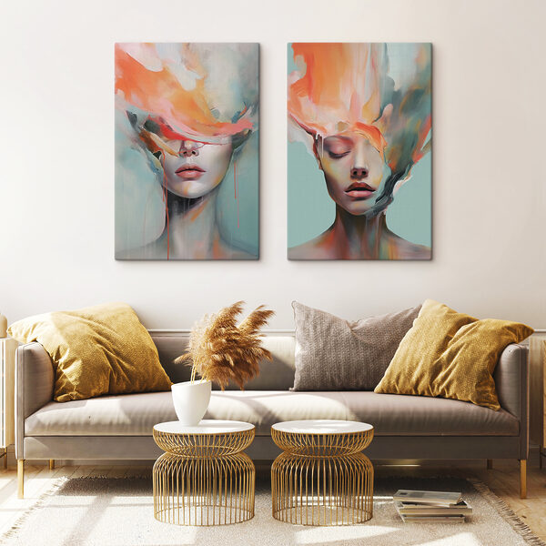 Collage of a woman's face and a painting Collage of a woman's face and a painting