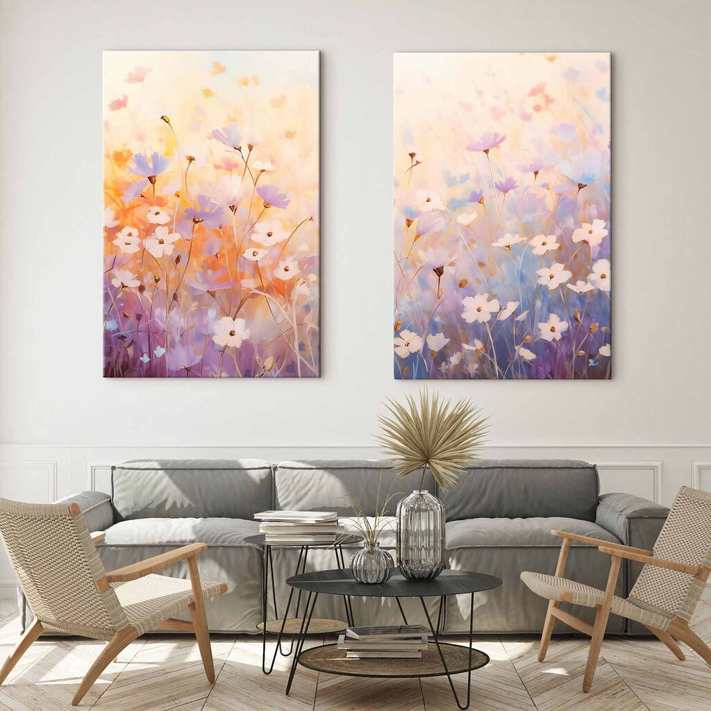 Painting of flowers in a field Painting of flowers in a field