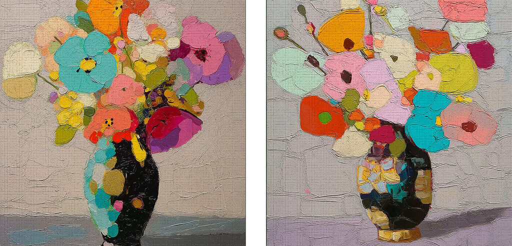 Painting of flowers in a vase Painting of flowers in a vase