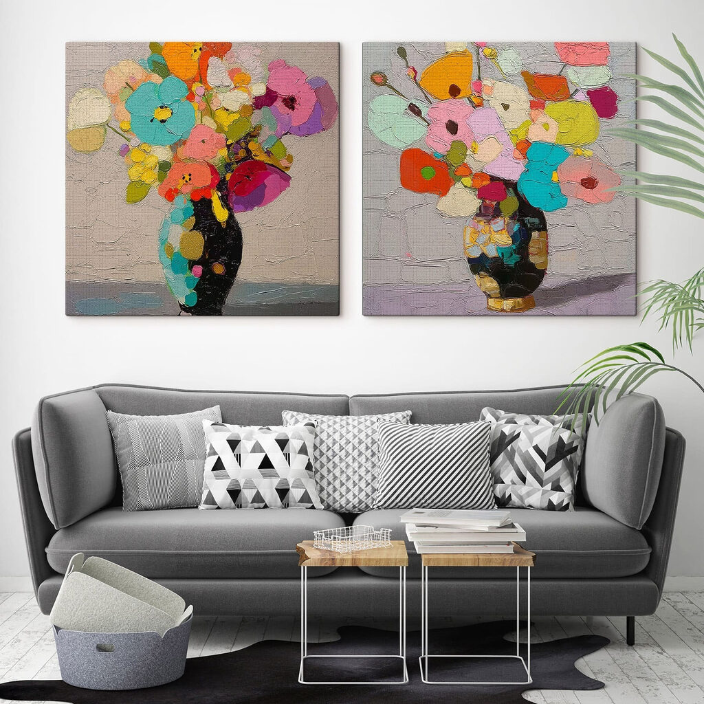 Painting of flowers in a vase Painting of flowers in a vase