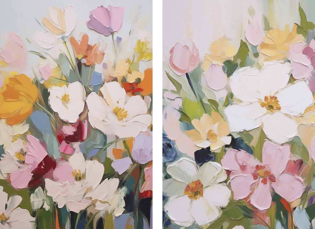 Painting of flowers on canvas Painting of flowers on canvas