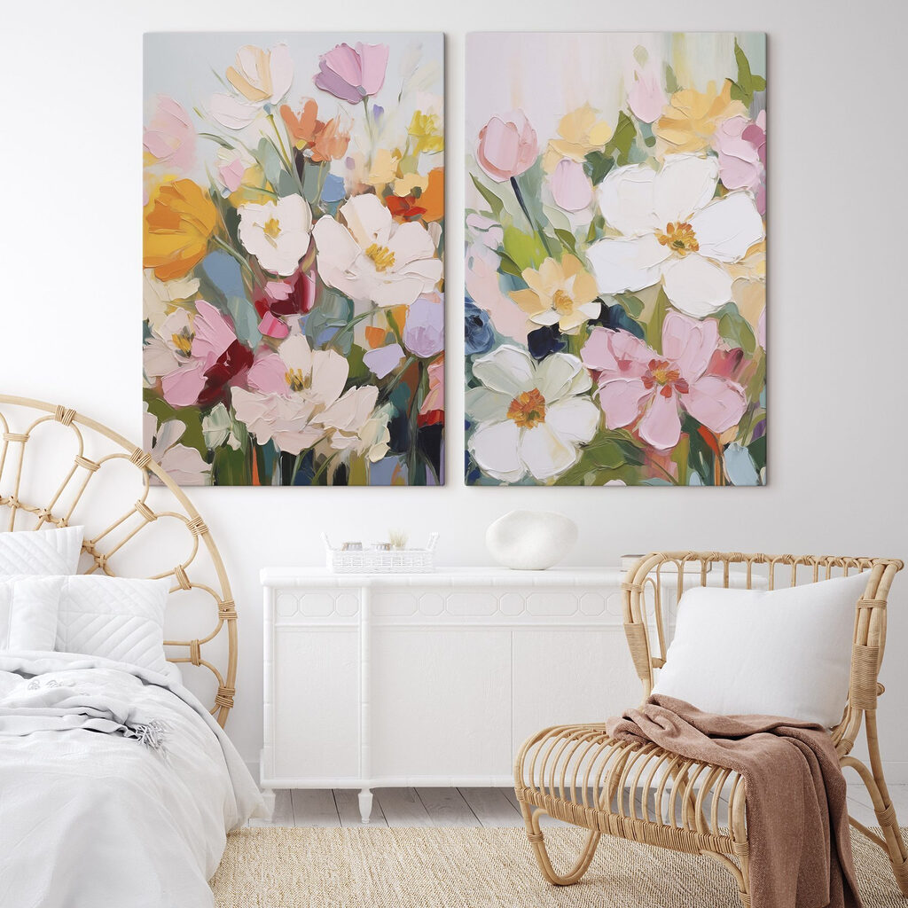 Painting of flowers on canvas Painting of flowers on canvas