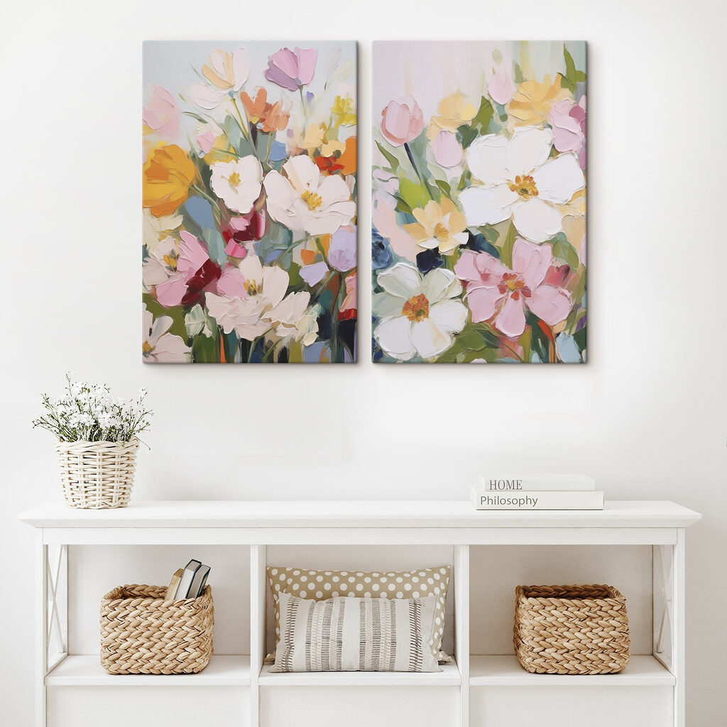 Painting of flowers on canvas Painting of flowers on canvas