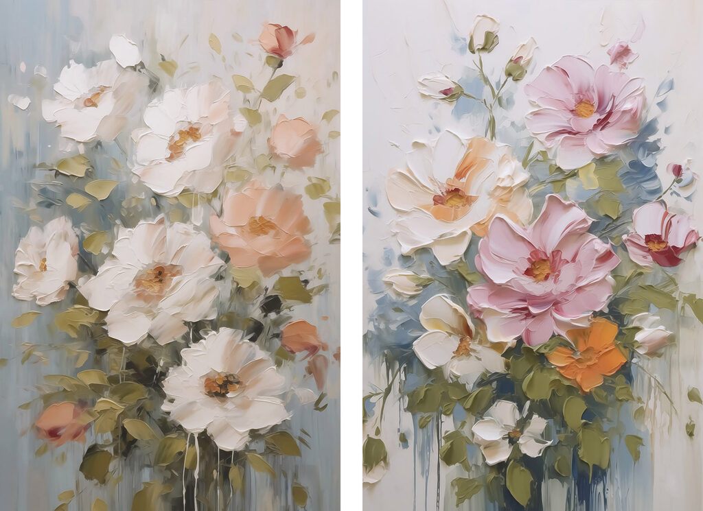 Painting of flowers on canvas Painting of flowers on canvas