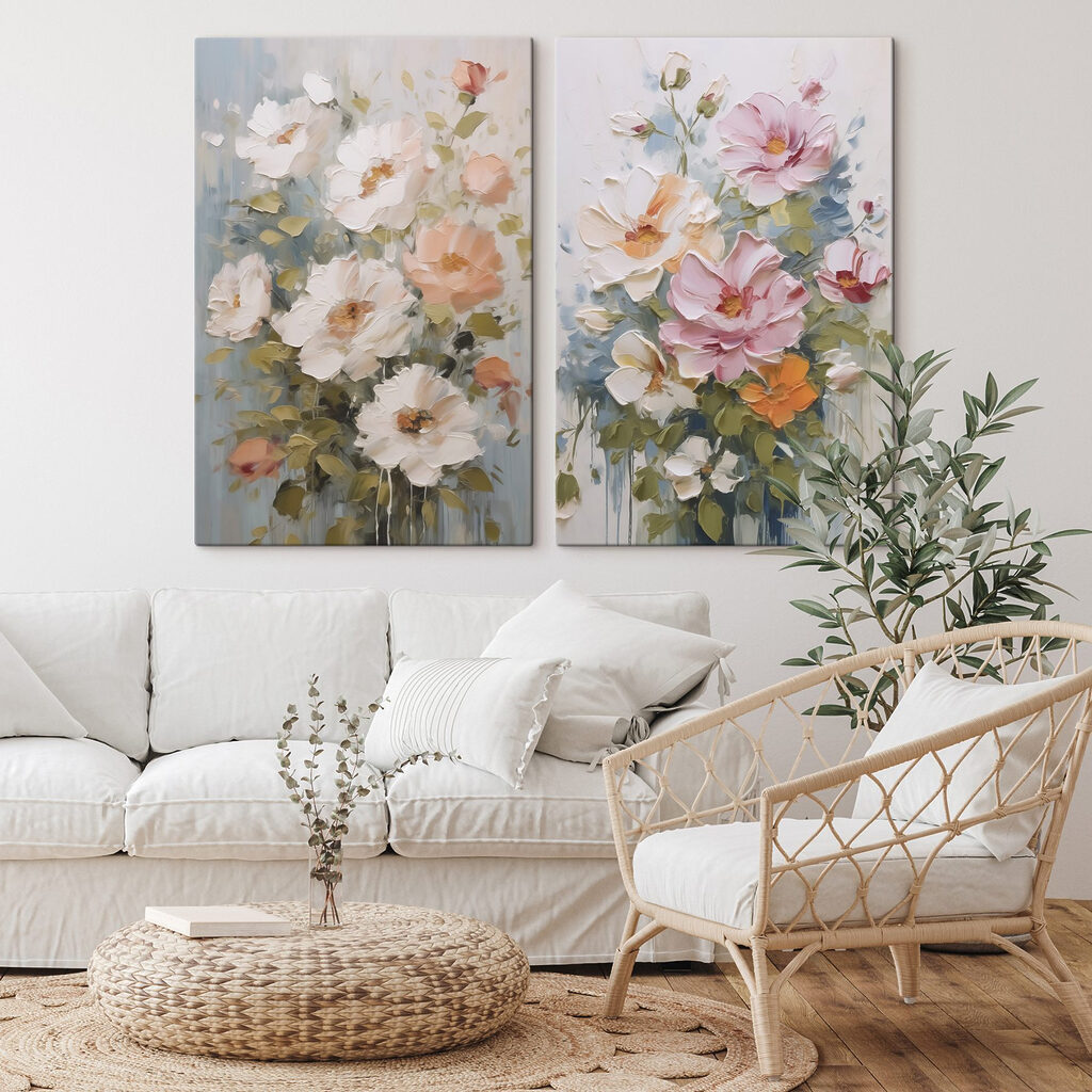 Painting of flowers on canvas Painting of flowers on canvas