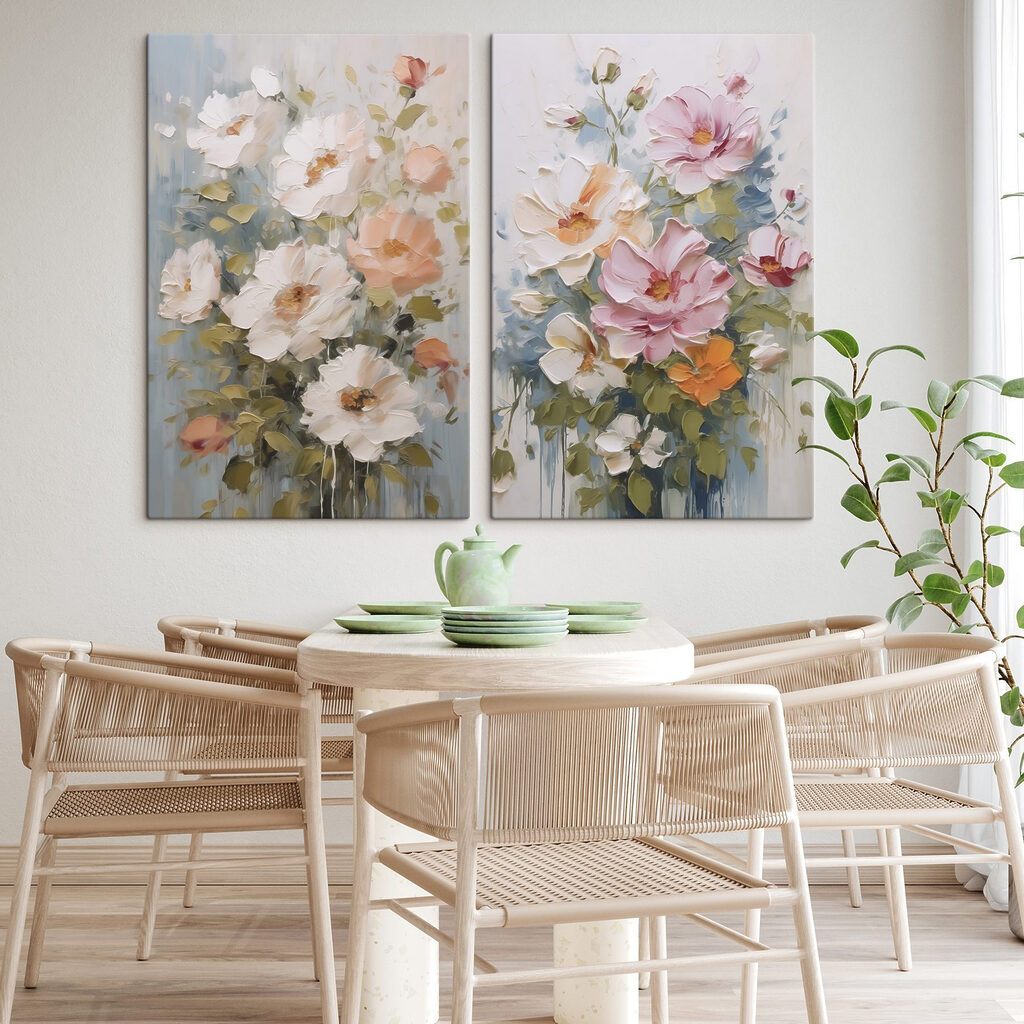 Painting of flowers on canvas Painting of flowers on canvas