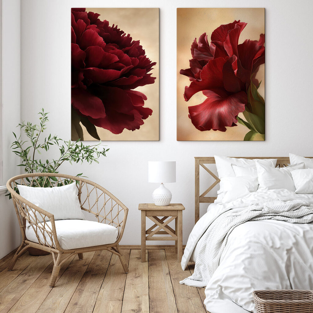 Vibrant petals in rich crimson tones Vibrant petals in rich crimson tones
