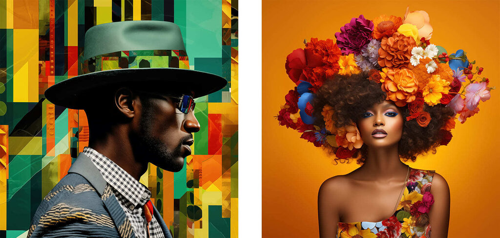 Man and woman with flowers in their hair Man and woman with flowers in their hair
