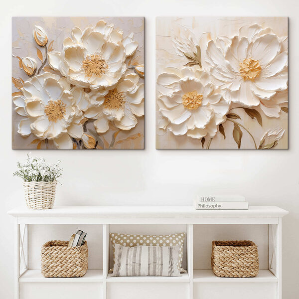 Painting of flowers on canvas Painting of flowers on canvas
