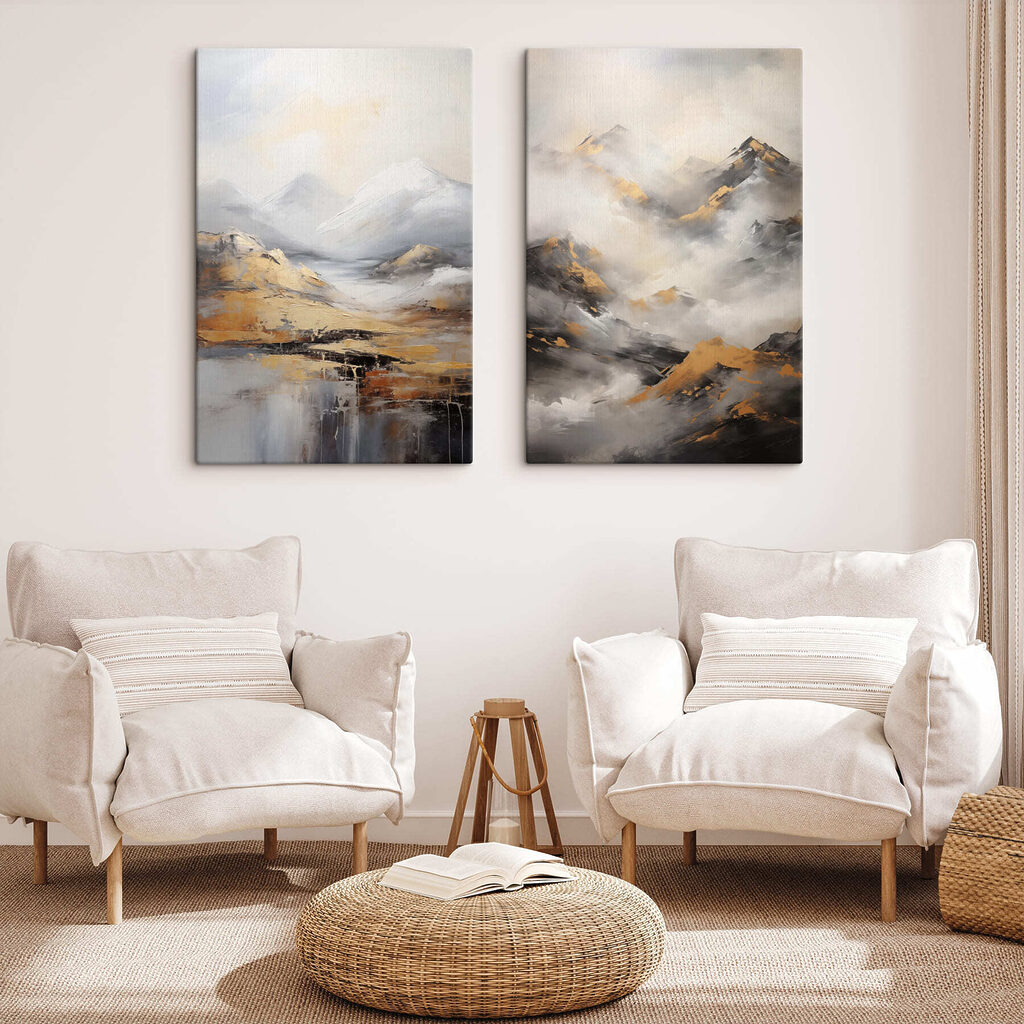 Painting of mountains with clouds Painting of mountains with clouds
