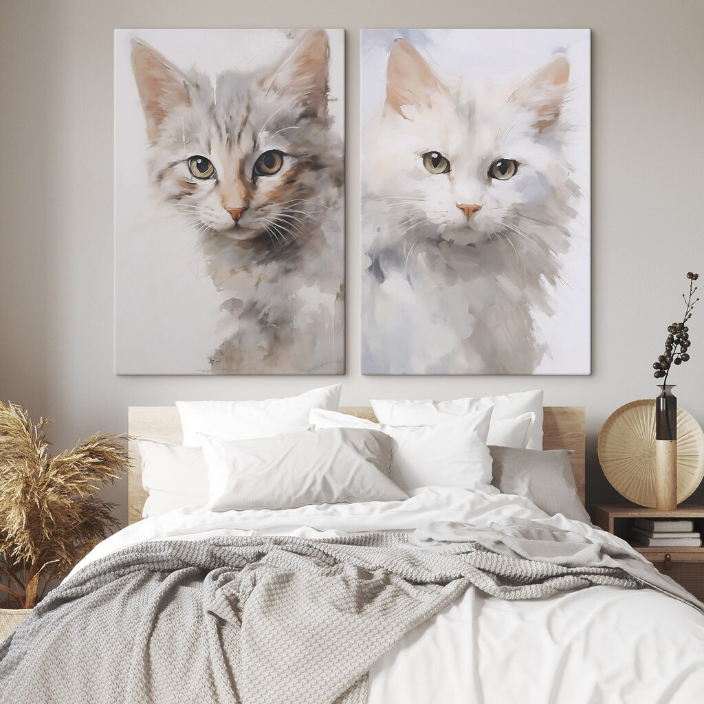 Two cats with their heads turned to the side Two cats with their heads turned to the side