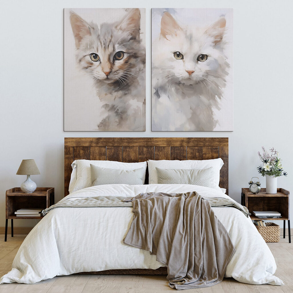 Two cats with their heads turned to the side Two cats with their heads turned to the side