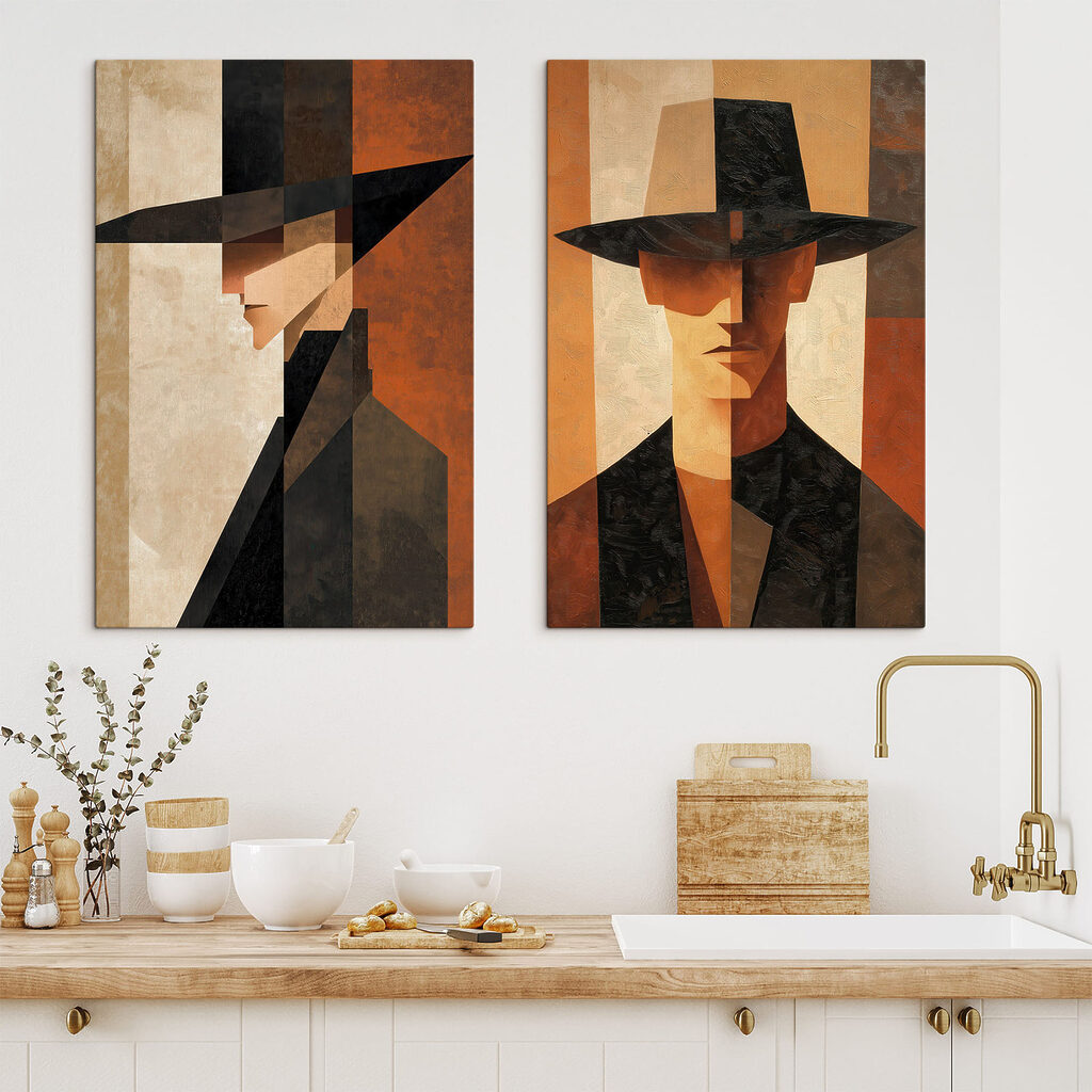 Couple of paintings of a man in a hat Couple of paintings of a man in a hat