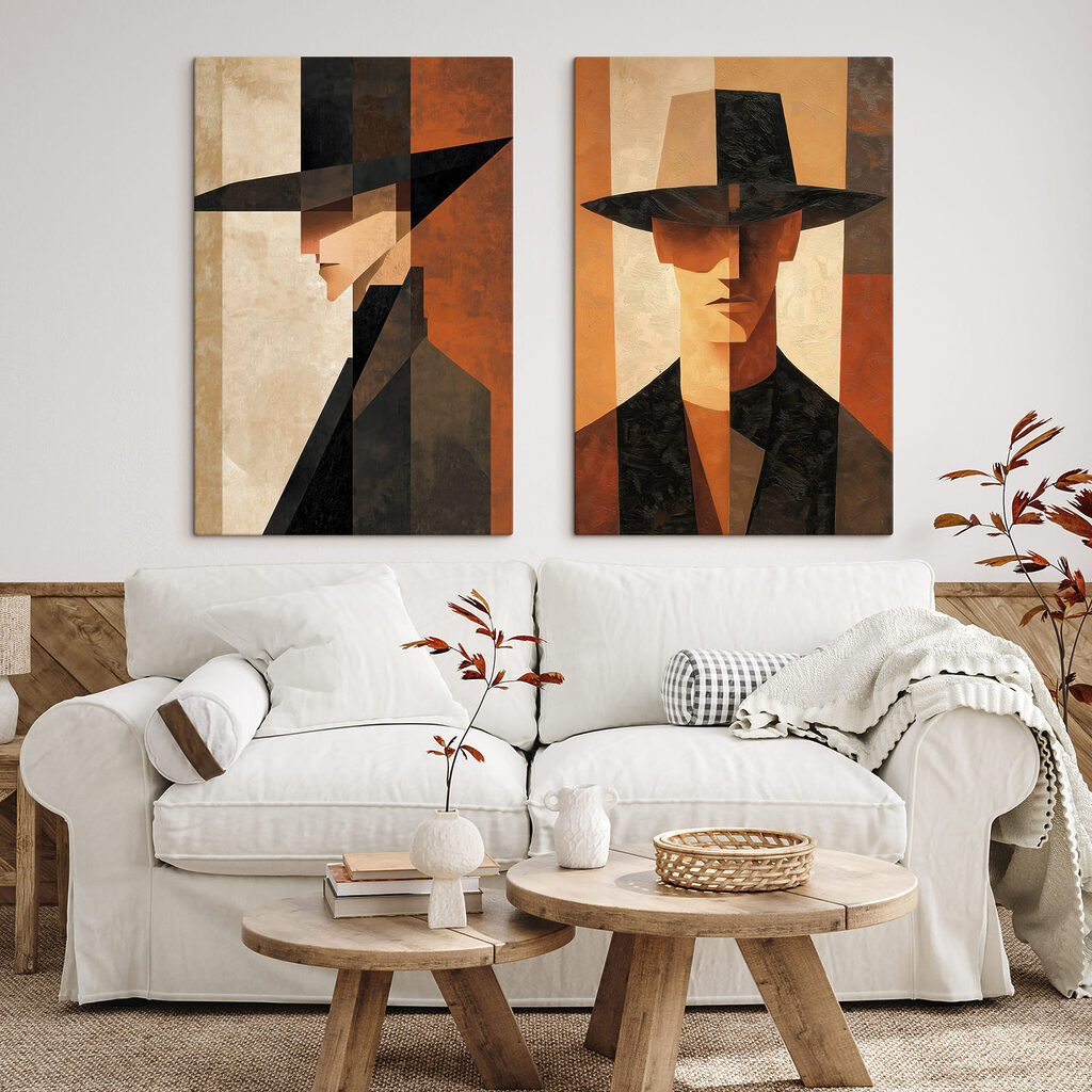 Couple of paintings of a man in a hat Couple of paintings of a man in a hat