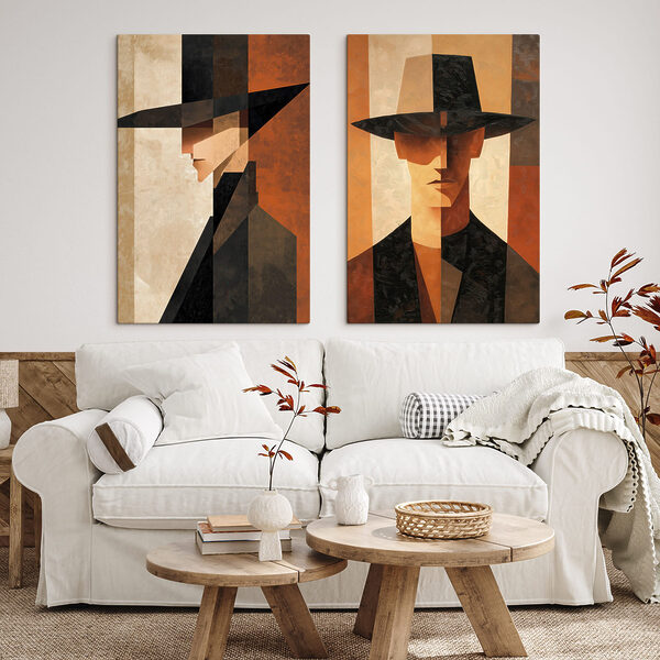 Couple of paintings of a man in a hat Couple of paintings of a man in a hat
