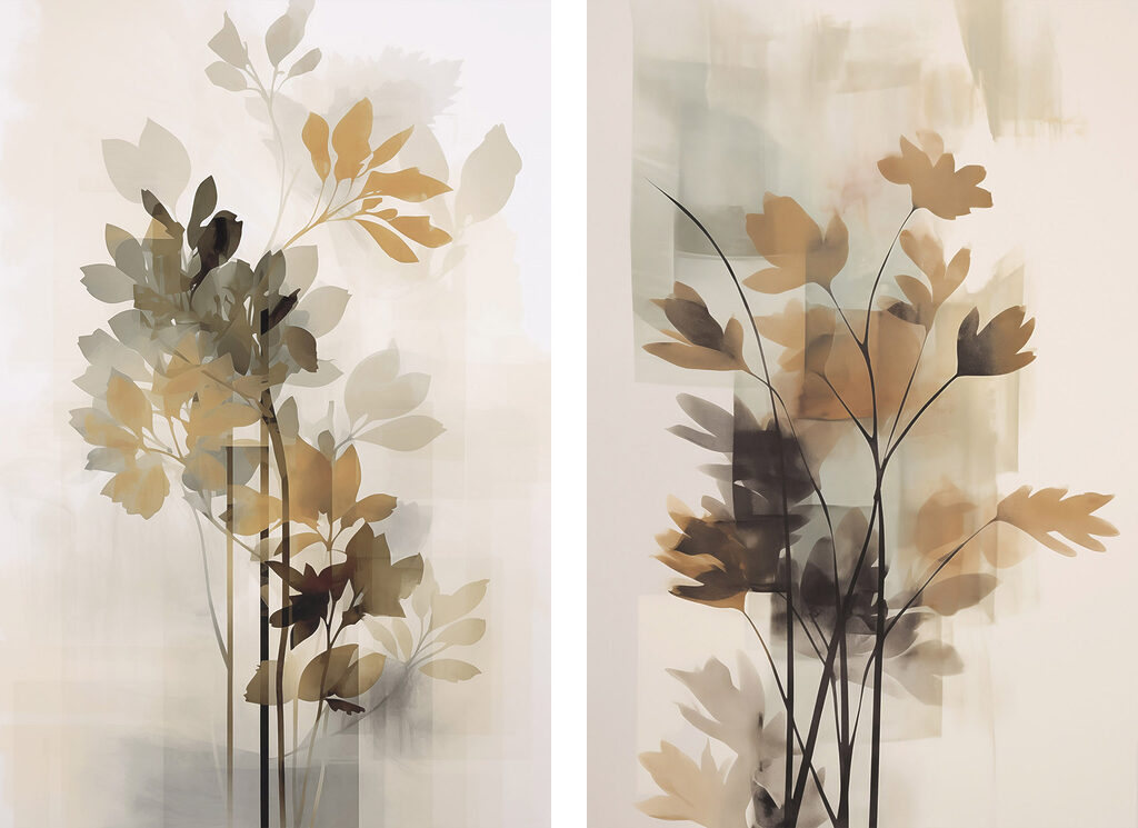 Painting of flowers and leaves Painting of flowers and leaves