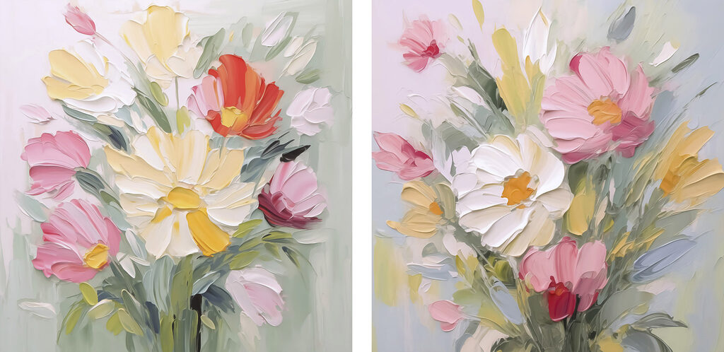 Painting of flowers on canvas Painting of flowers on canvas