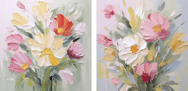Painting of flowers on canvas Painting of flowers on canvas