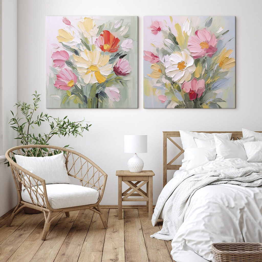 Painting of flowers on canvas Painting of flowers on canvas