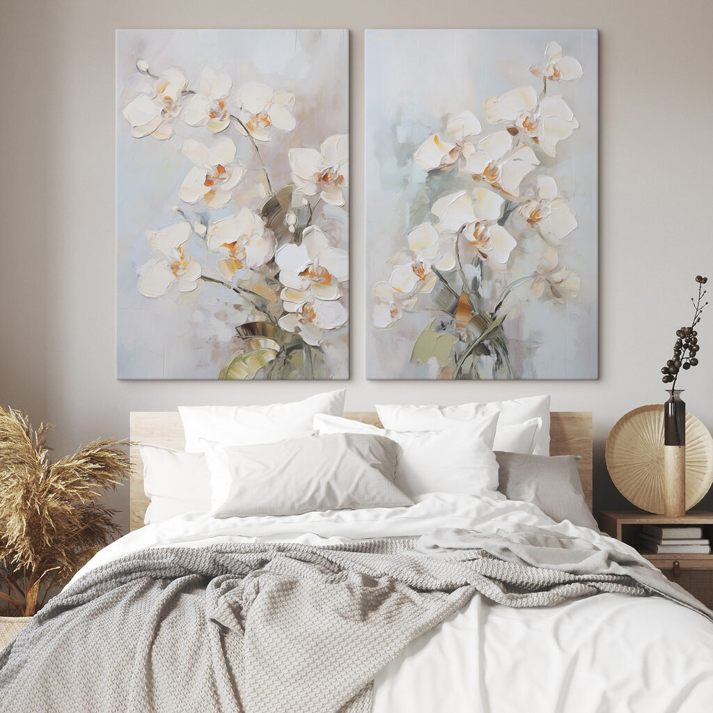 Painting of flowers on a grey background Painting of flowers on a grey background