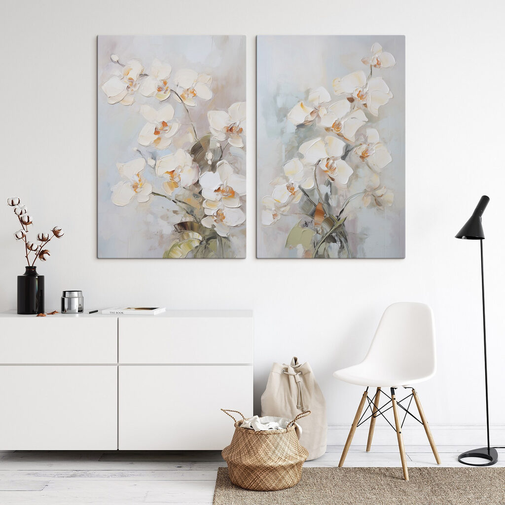 Painting of flowers on a grey background Painting of flowers on a grey background