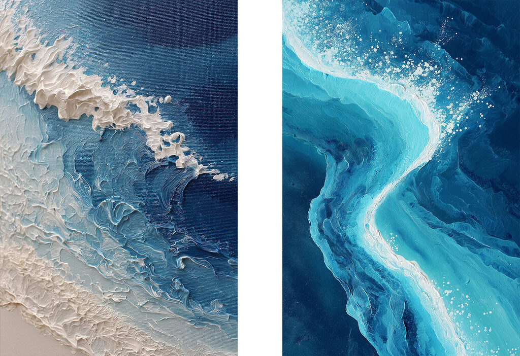 Flowing waves in serene blues Flowing waves in serene blues