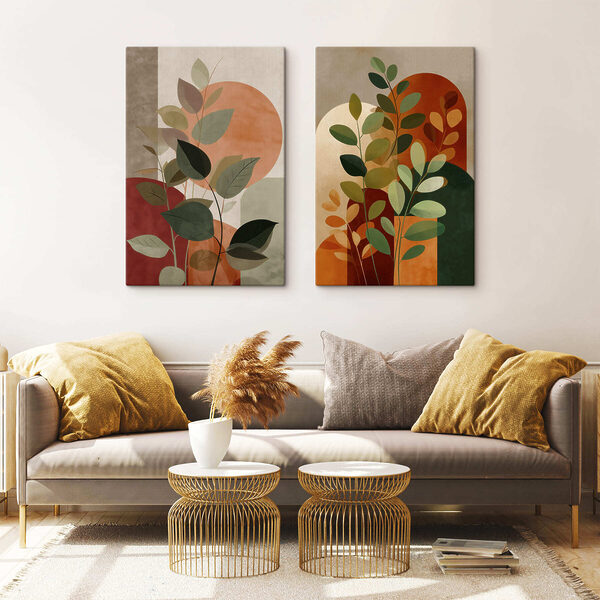 Painting of leaves and a sun Painting of leaves and a sun
